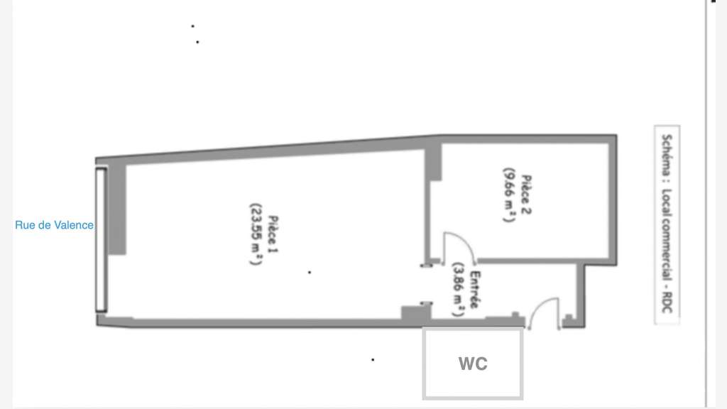 Vente local commercial 38² à Paris Bas Mouffetard