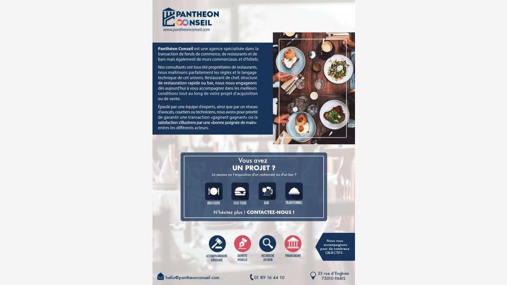Vente murs restaurant de 60m² Paris 75008 Matignon