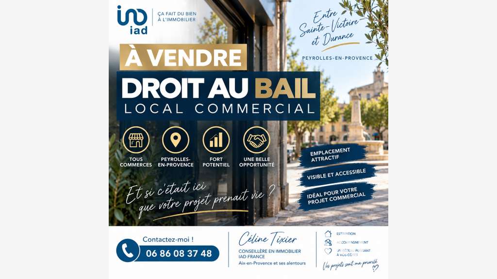 Cède local commercial 80m² à Peyrolles-en-Provence