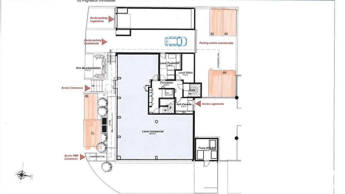 Vente local commercial 194m² axe passant à Reims