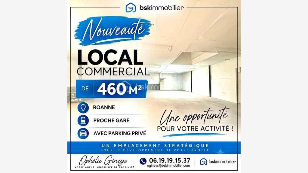 Vente local commercial 460m² au centre de Roanne
