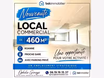Vente local commercial 460m² au centre de Roanne