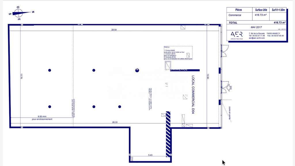 À VENDRE – LOCAL COMMERCIAL NEUF – 416,73 m² – RUM