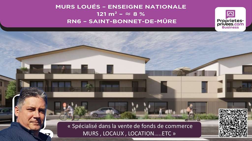 Vente murs loués 121m² RN6 Saint-Bonnet-de-Mure