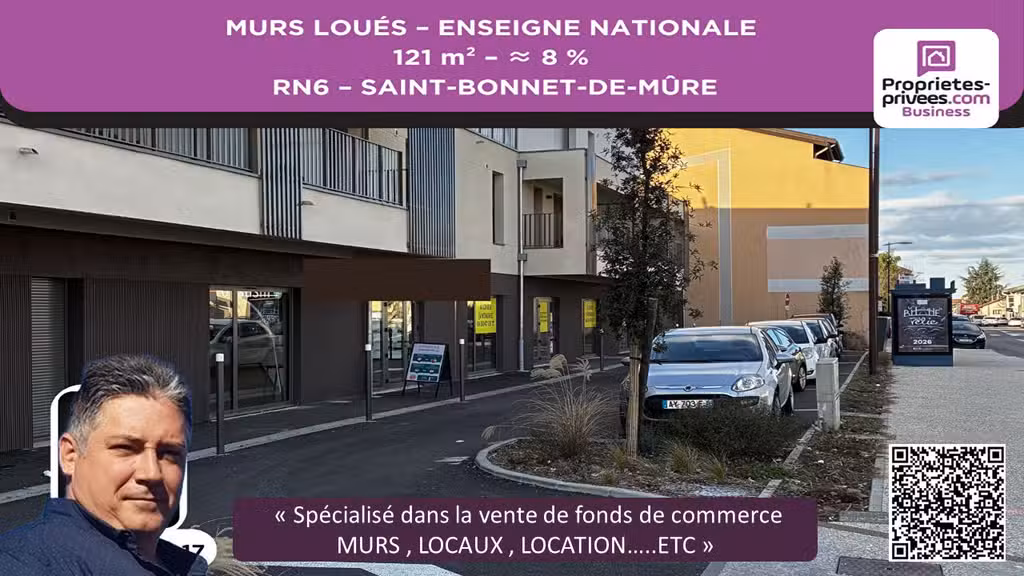 Vente murs loués 121m² RN6 Saint-Bonnet-de-Mure