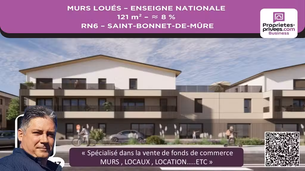 Vente murs loués 121m² RN6 Saint-Bonnet-de-Mure