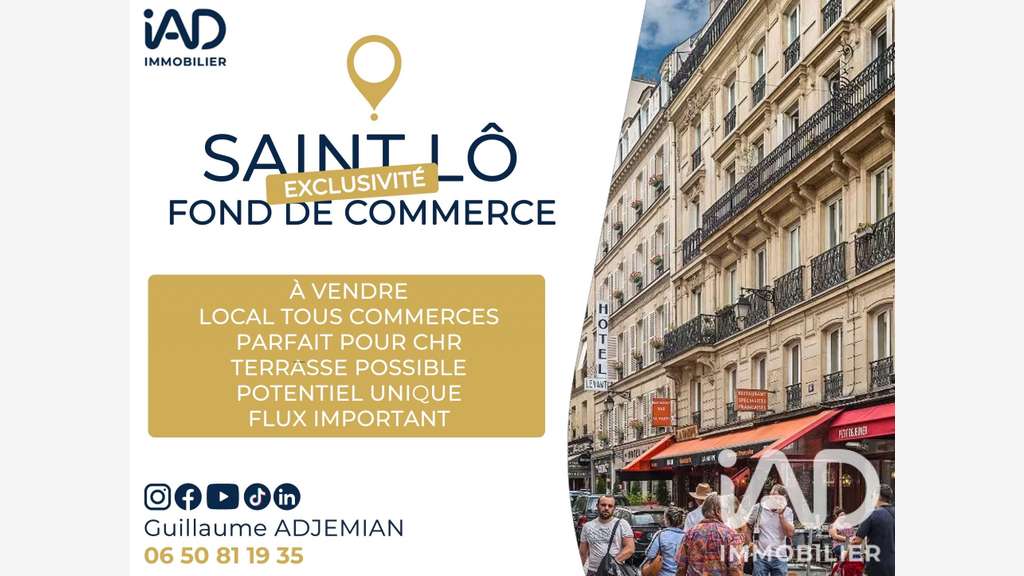Droit au bail local commercial 40m² à Saint-Lô