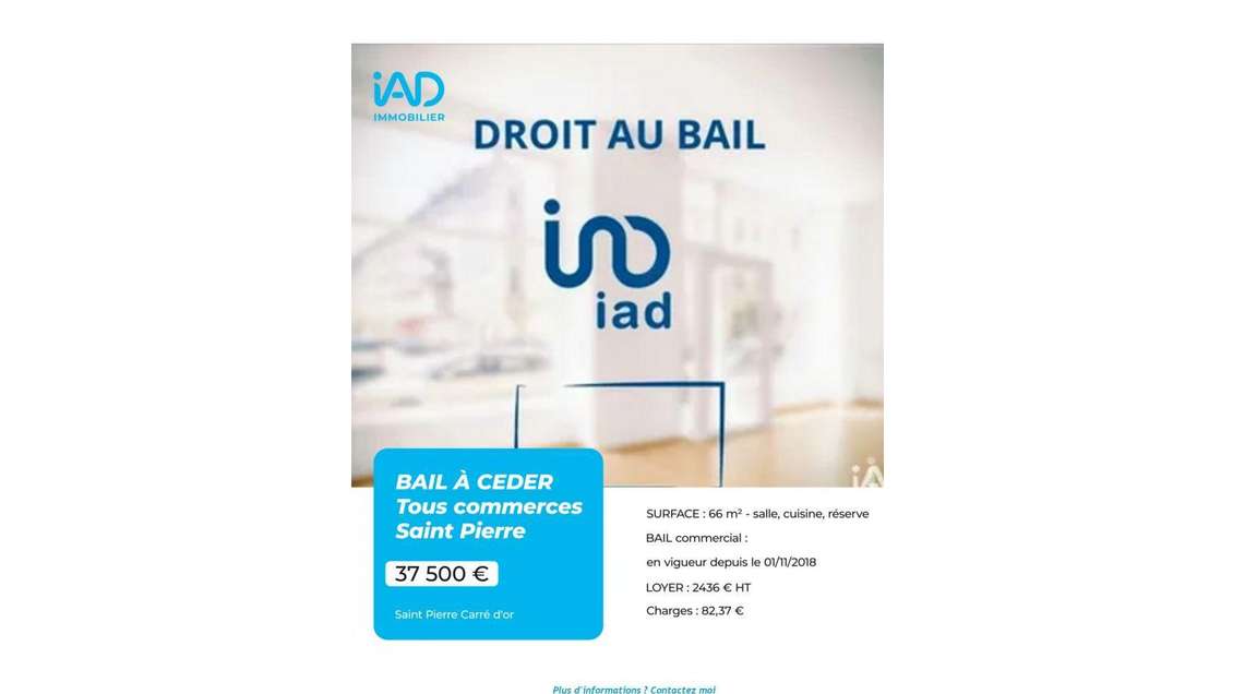 Vente droit au bail 66m² à Saint Pierre centre