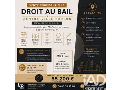Cession droit au bail Locaux commerciaux - Boutiques à Toulon