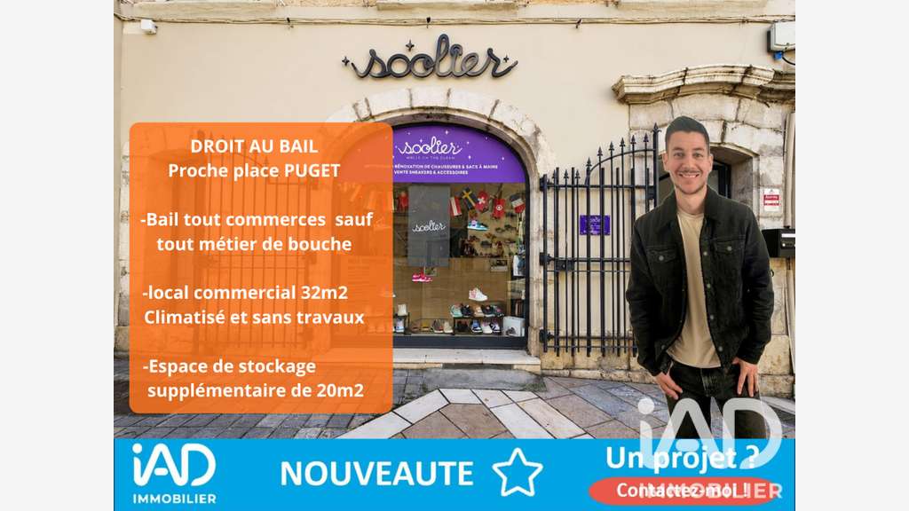 Droit au bail local commercial 32m² Toulon centre
