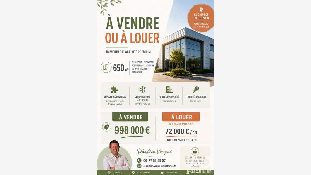 Vente immeuble d'activité premium à Toulouse