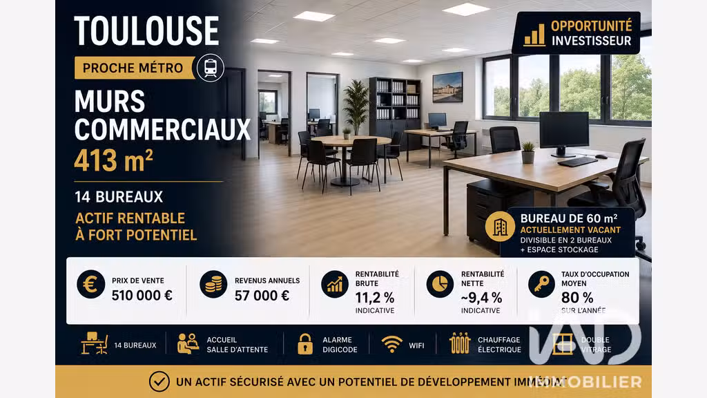 Vente locaux professionnels de 413m² à Toulouse