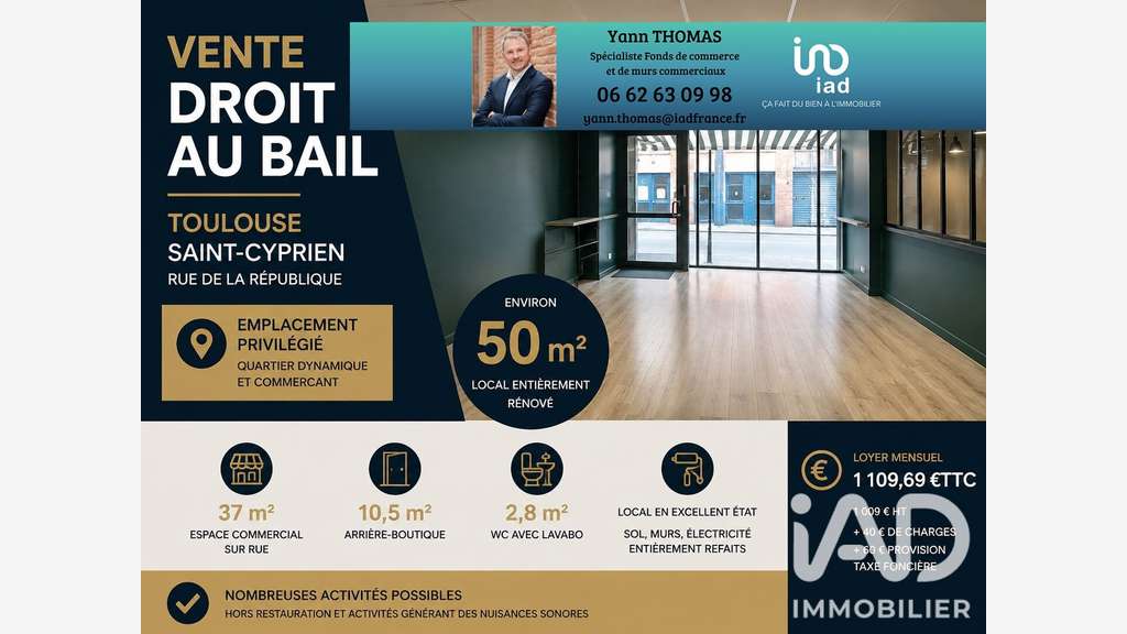DAB local commercial 50m² à Toulouse Saint-Cyprien