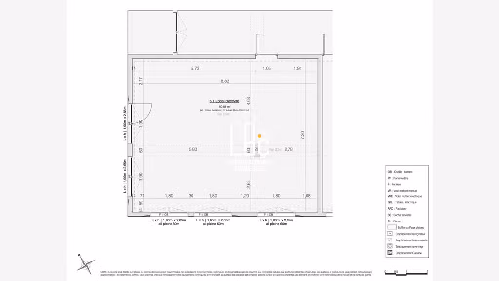 À vendre local commercial 60,81m² à Trignac centre