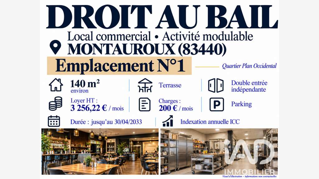 Droit au bail local 140m² empl N°1 à Montauroux