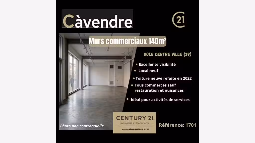 Vente murs commerciaux neufs à Dole centre