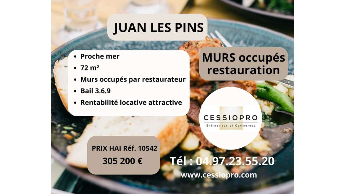 AV murs commerciaux occupés 72m² Juan les Pins