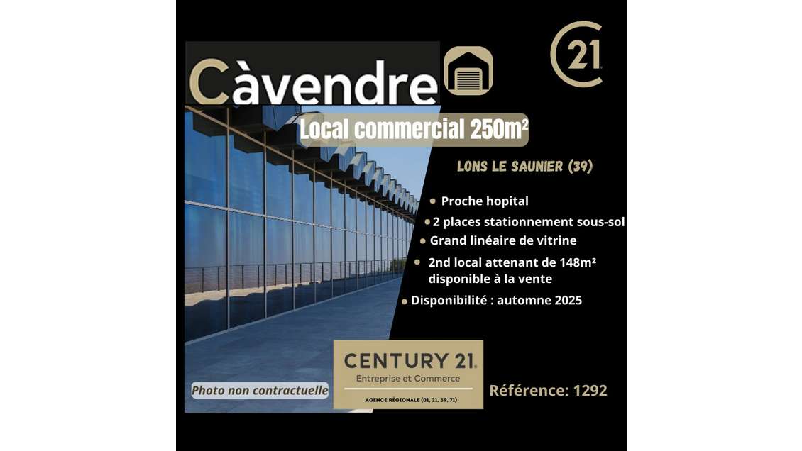 Local commercial 250m² + parking à Lons Le Saunier