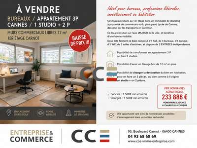 Vente Bureaux à Cannes