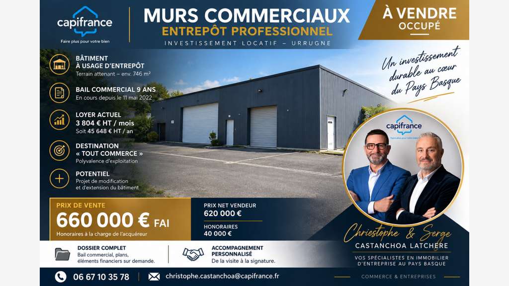 Vente murs commerciaux loués à Urrugne