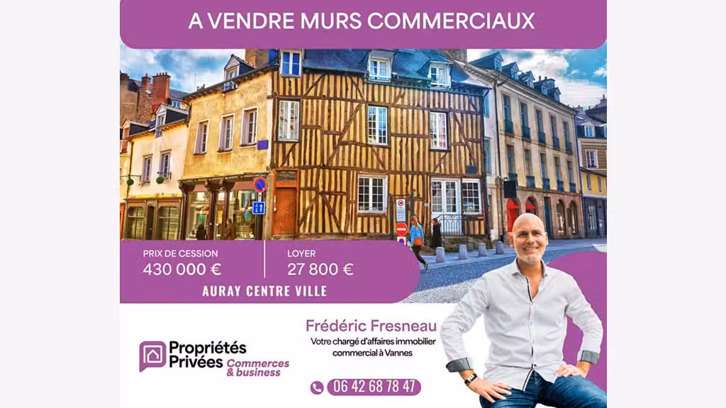 A vendre murs commerciaux occupés à Auray centre