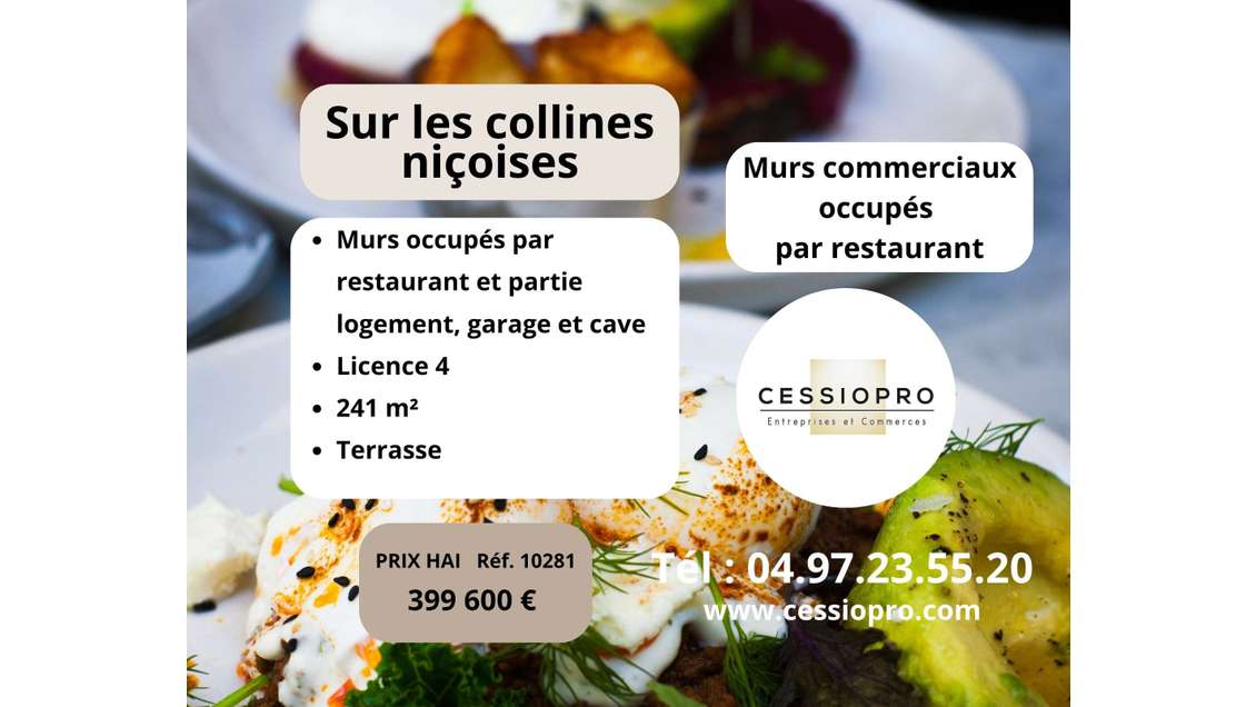 AV murs occupés par un restaurant Collines Niçoise
