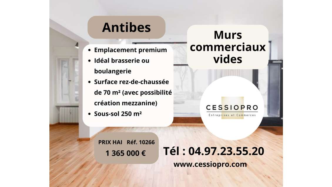 Vente murs commerciaux 70m² Antibes empl premium