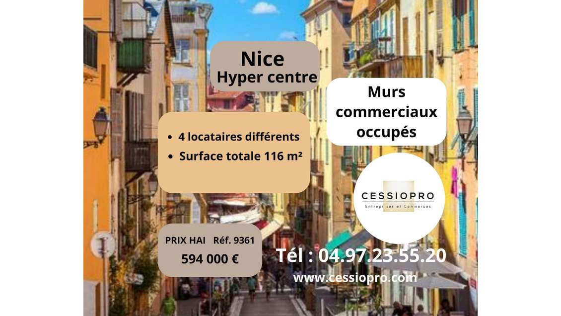 A vendre murs occupés de 116m² à Nice hyper centre