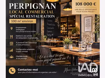 Vente local commercial restaurant 100m²à Perpignan