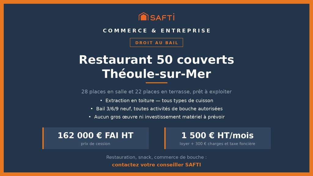 Alocal restaurant 50 places à Théoule-sur-Mer