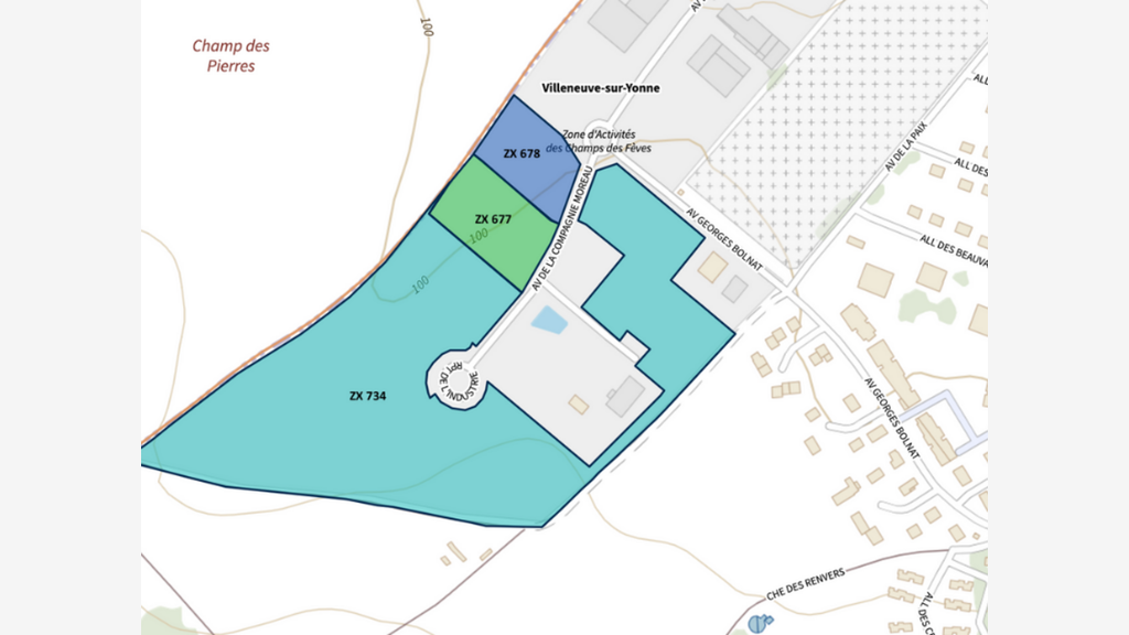 Terrains à vendre en Za à Villeneuve sur Yonne