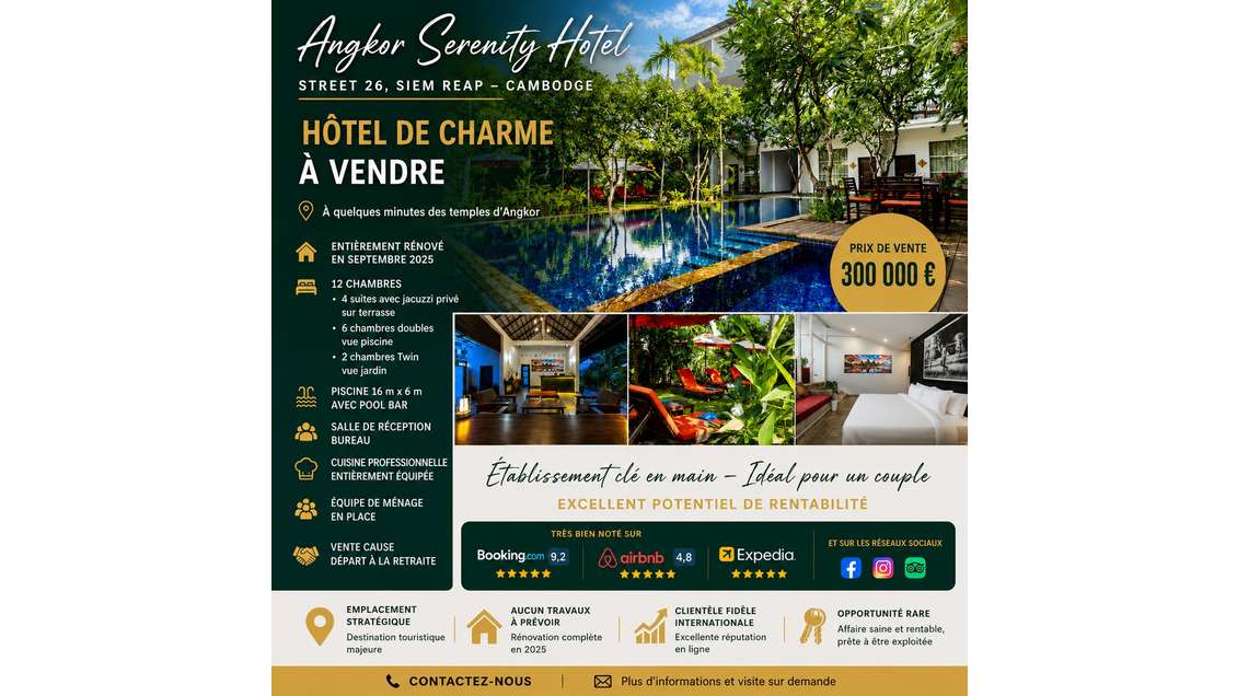 Boutique hôtel de charme Siem Reap Cambodge