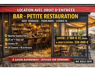 Location gérance Bar - Brasserie - Tabac à Paris 18e