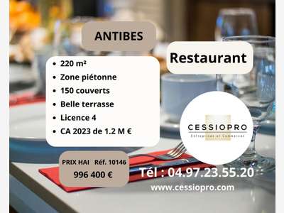 Vente restaurant réputé à Antibes zone piétonne