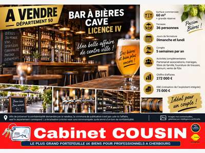 Vente bar à bieres cave licence IV à Coutances