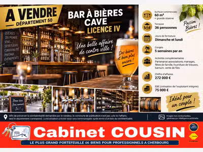 Vente bar à bieres cave licence IV à Coutances