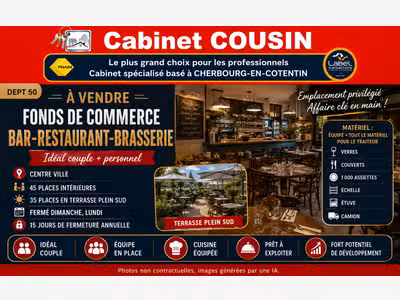 Vente bar brasserie restaurant à Cherbourg centre