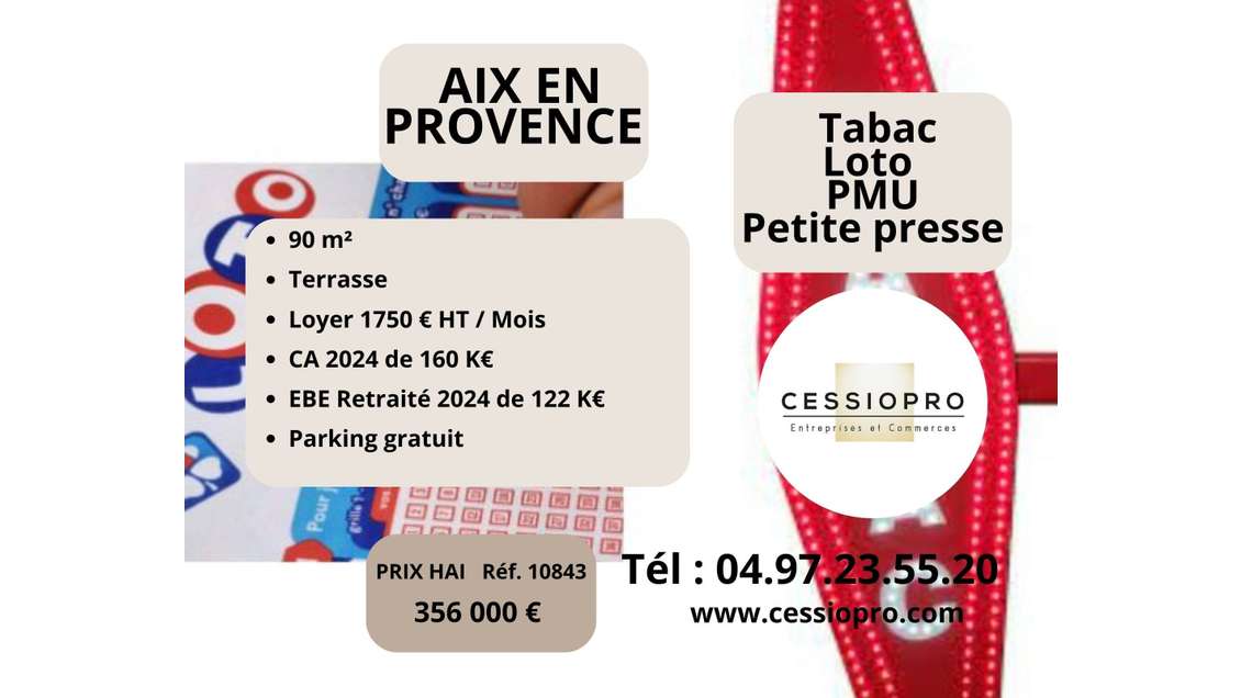 Vente FDC Tabac Loto terrasse à Aix en Provence