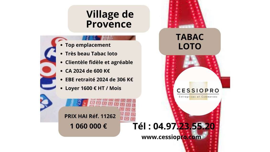 AV FDC tabac loto top emplacement en Provence