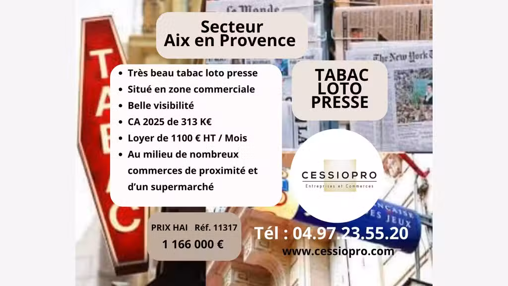 AV très beau tabac loto presse ZAC secteur Aix 