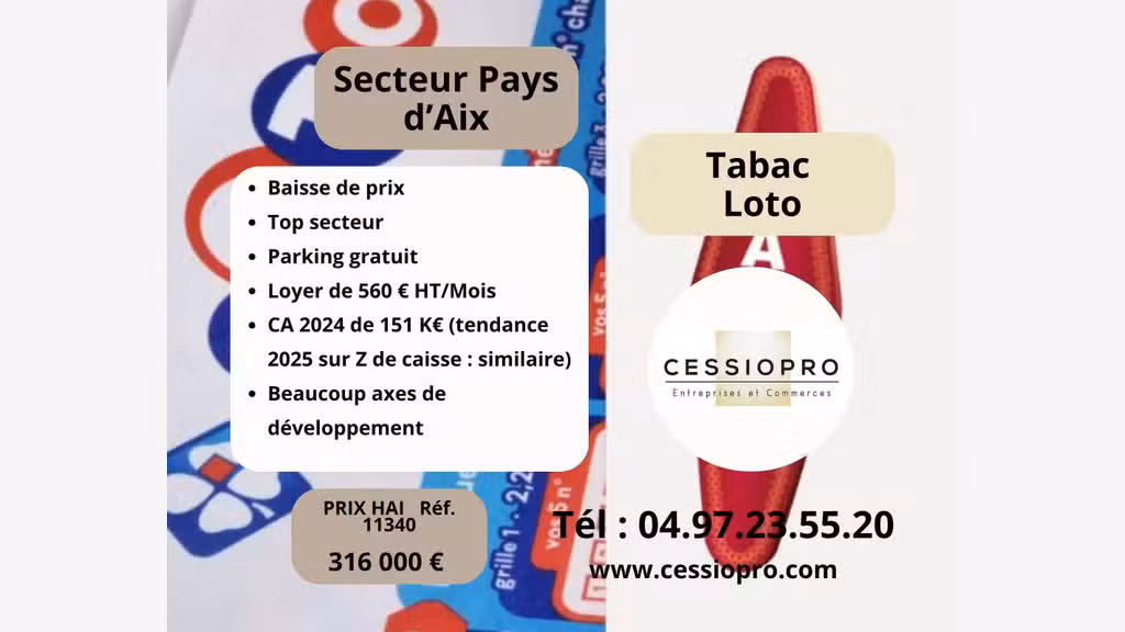 Baisse de prix très beau Tabac Loto Pays d'Aix