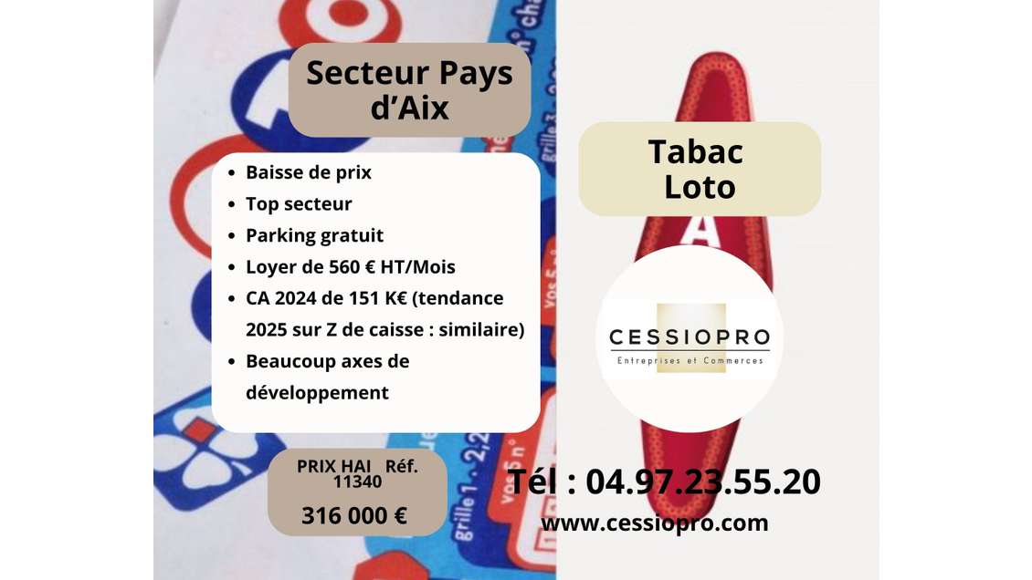 Baisse de prix très beau Tabac Loto Pays d'Aix
