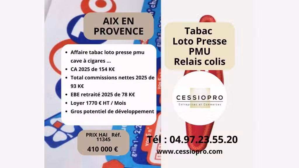 A vendre FDC tabac loto presse PMU à Aix en Pce