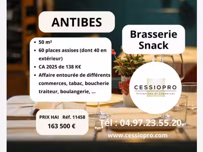 AV brasserie à Antibes quartier connu et réputé