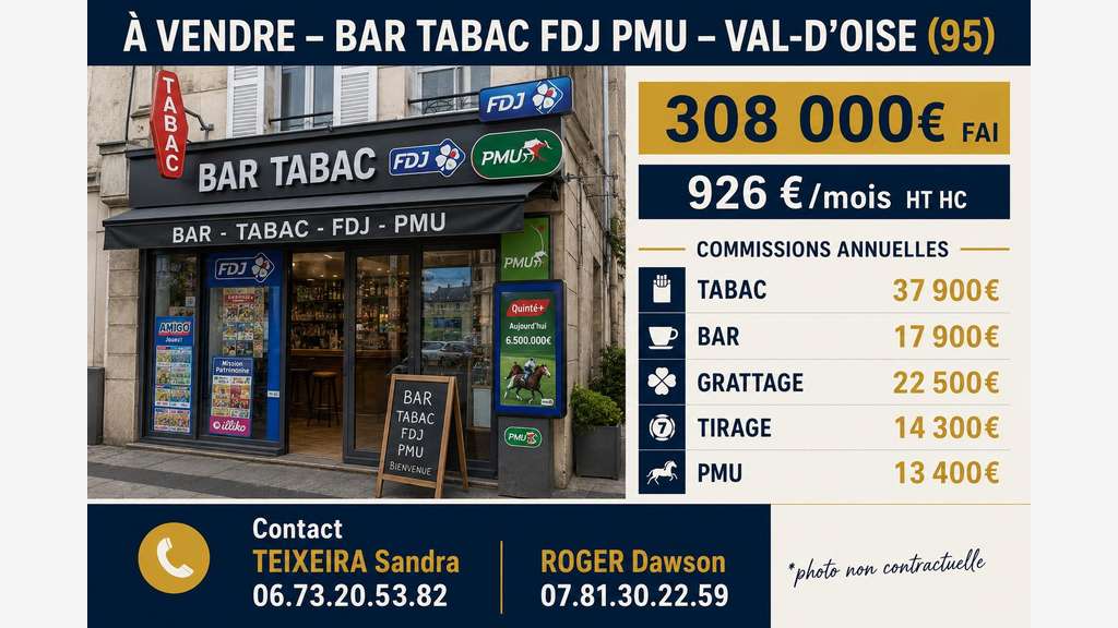 Vente bar tabac FDJ PMU en angle à Argenteuil
