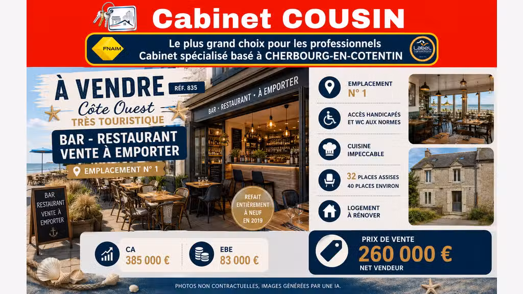 Vente bar restaurant traiteur Barneville-Carteret