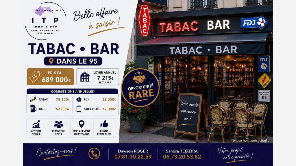 AV beau bar tabac FDJ situé dans le Val d'Oise