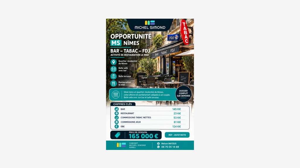 Vente bar tabac loto brasserie lic IV sur Nîmes