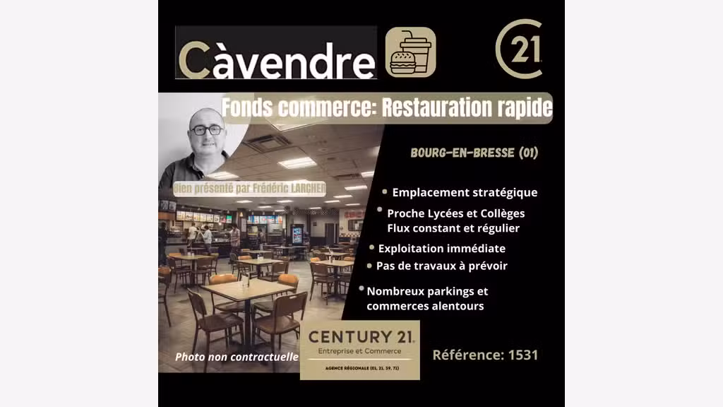 Vente restauration rapide à Bourg en Bresse