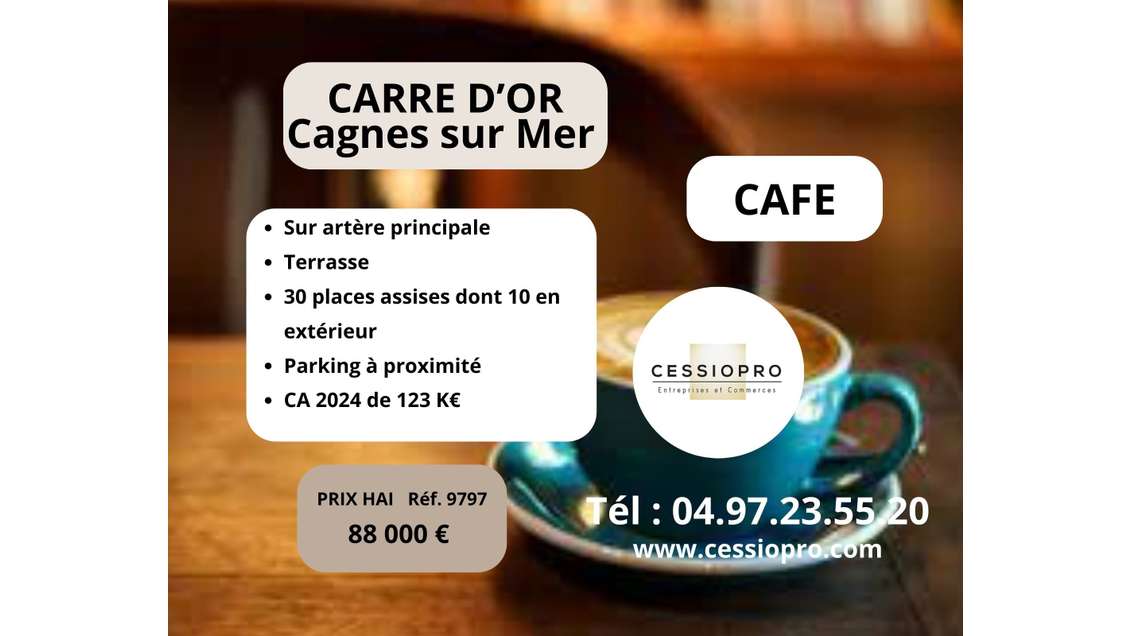 AV FDC café 30 places Carré d'Or Cagnes sur Mer